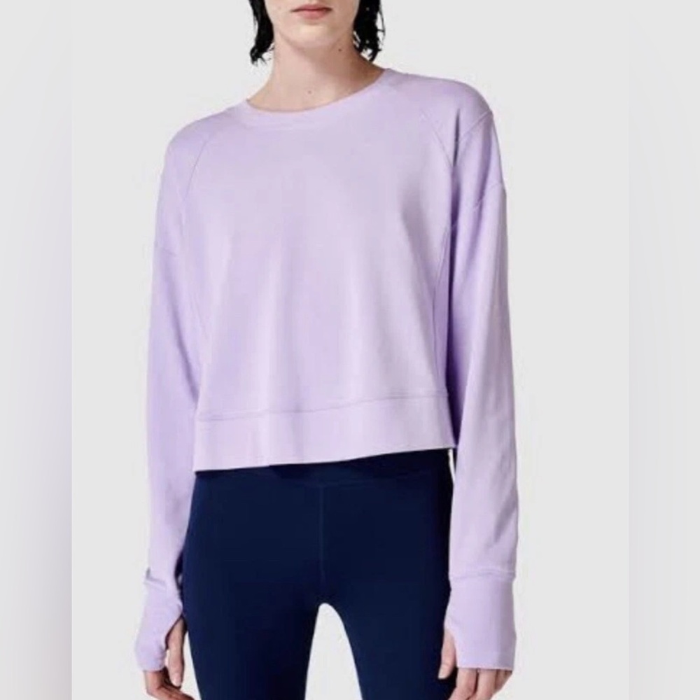 Sweaty Betty After Class Cropped Sweatshirt in Lavender. Size M. EUC.